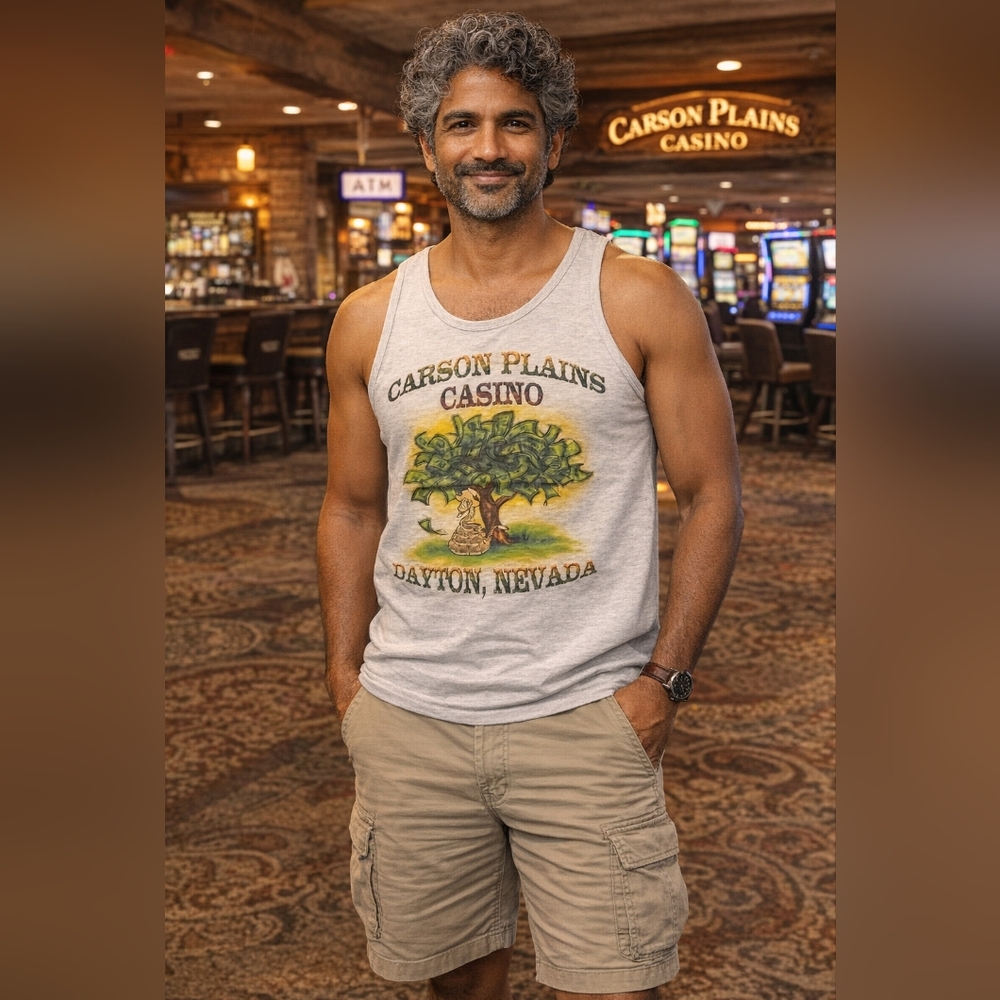 Carson Plains Casino Dayton Nevada Vintage Airbrush Tank Top Large - Money Tree